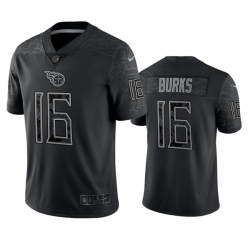 Men Tennessee Titans 16 Treylon Burks Black Reflective Limited Stitched Football Jersey