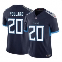 Men Tennessee Titans 20 Tony Pollard Navy 2023 F U S E  Vapor Limited Stitched Football Jersey