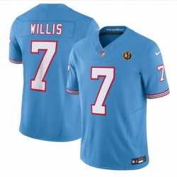 Men Tennessee Titans 7 Malik Willis Blue 2023 F U S E  Throwback With John Madden Patch Vapor Limited Stitched Football Jersey
