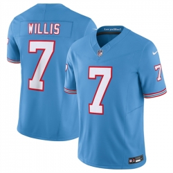 Men Tennessee Titans 7 Malik Willis Light Blue 2023 F U S E  Vapor Limited Throwback Stitched Football Jersey
