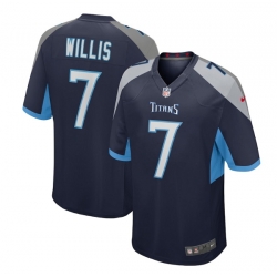Men Tennessee Titans 7 Malik Willis Navy Stitched Game Jersey