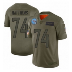 Men Tennessee Titans 74 Bruce Matthews Limited Camo 2019 Salute to Service Football Jersey