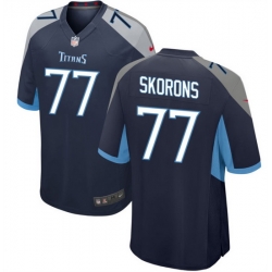 Men Tennessee Titans 77 Peter Skoronski Navy 2023 Draft Stitched Game Jersey