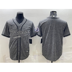 Men Tennessee Titans Blank Grey With Patch Cool Base Stitched Baseball Jersey