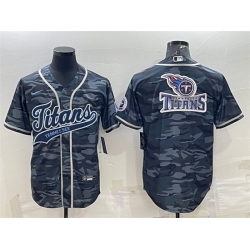 Men Tennessee Titans Grey Camo Team Big Logo With Patch Cool Base Stitched Baseball Jersey