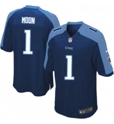 Mens Nike Tennessee Titans 1 Warren Moon Game Navy Blue Alternate NFL Jersey