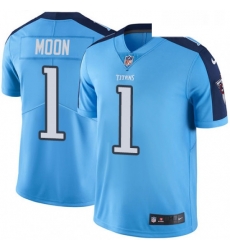 Mens Nike Tennessee Titans 1 Warren Moon Light Blue Team Color Vapor Untouchable Limited Player NFL Jersey