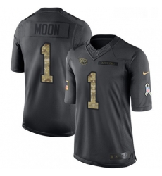 Mens Nike Tennessee Titans 1 Warren Moon Limited Black 2016 Salute to Service NFL Jersey