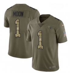 Mens Nike Tennessee Titans 1 Warren Moon Limited OliveCamo 2017 Salute to Service NFL Jersey