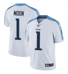 Mens Nike Tennessee Titans 1 Warren Moon White Vapor Untouchable Limited Player NFL Jersey