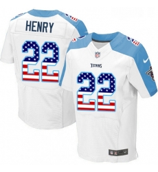 Mens Nike Tennessee Titans 22 Derrick Henry Elite White Road USA Flag Fashion NFL Jersey
