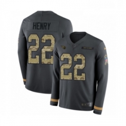 Mens Nike Tennessee Titans 22 Derrick Henry Limited Black Salute to Service Therma Long Sleeve NFL Jersey