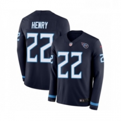 Mens Nike Tennessee Titans 22 Derrick Henry Limited Navy Blue Therma Long Sleeve NFL Jersey