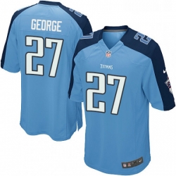 Mens Nike Tennessee Titans 27 Eddie George Game Light Blue Team Color NFL Jersey
