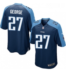 Mens Nike Tennessee Titans 27 Eddie George Game Navy Blue Alternate NFL Jersey
