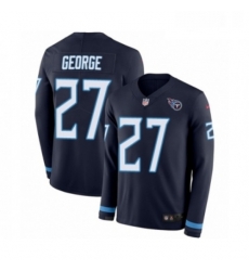 Mens Nike Tennessee Titans 27 Eddie George Limited Navy Blue Therma Long Sleeve NFL Jersey