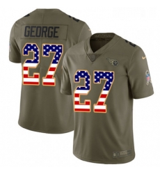 Mens Nike Tennessee Titans 27 Eddie George Limited OliveUSA Flag 2017 Salute to Service NFL Jersey