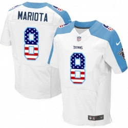 Mens Nike Tennessee Titans 8 Marcus Mariota Elite White Road USA Flag Fashion NFL Jersey