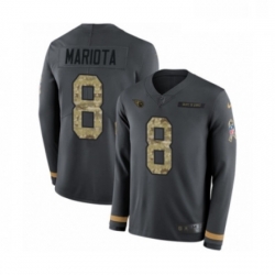 Mens Nike Tennessee Titans 8 Marcus Mariota Limited Black Salute to Service Therma Long Sleeve NFL Jersey