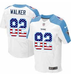 Mens Nike Tennessee Titans 82 Delanie Walker Elite White Road USA Flag Fashion NFL Jersey