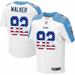 Mens Nike Tennessee Titans 82 Delanie Walker Elite White Road USA Flag Fashion NFL Jersey