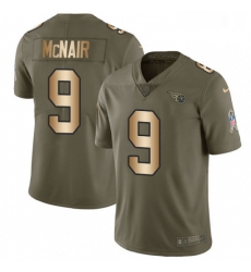 Mens Nike Tennessee Titans 9 Steve McNair Limited OliveGold 2017 Salute to Service NFL Jersey