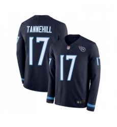 Mens Tennessee Titans 17 Ryan Tannehill Limited Navy Blue Therma Long Sleeve Football Jersey