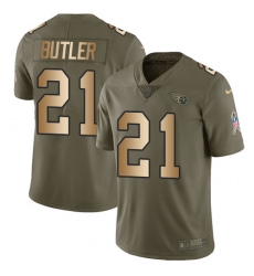 Nike Titans #21 Malcolm Butler Olive Gold Mens Stitched NFL Limited 2017 Salute To Service Jersey