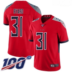 Nike Titans 31 Kevin Byard Red Men Stitched Football Limited Inverted Legend 100th Season Jersey