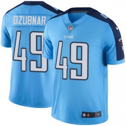 Nike Titans 49 Nick Dzubnar Light Blue Men Stitched NFL Limited Rush Jersey