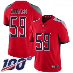 Nike Titans 59 Wesley Woodyard Red Men Stitched Football Limited Inverted Legend 100th Season Jersey