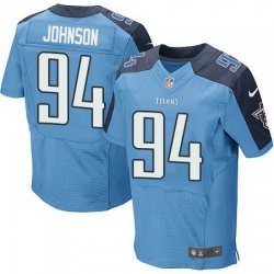Nike Titans #94 Austin Johnson Light Blue Team Color Mens Stitched NFL Elite Jersey