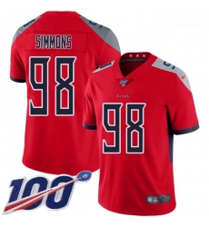 Nike Titans 98 Jeffery Simmons Red Men Stitched Football Limited Inverted Legend 100th Season Jersey