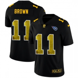 Tennessee Titans 11 A J  Brown Men Black Nike Golden Sequin Vapor Limited NFL Jersey