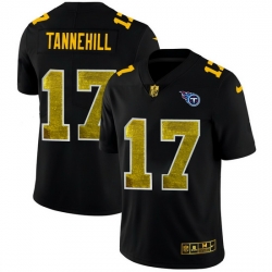 Tennessee Titans 17 Ryan Tannehill Men Black Nike Golden Sequin Vapor Limited NFL Jersey
