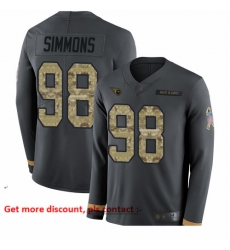 Titans 98 Jeffery Simmons Anthracite Salute to Service Men Stitched Football Limited Therma Long Sleeve Jersey