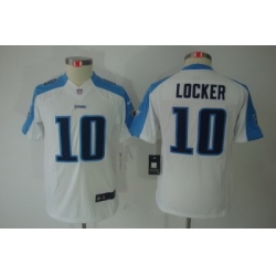 Nike Youth NFL Tennessee Titans #10 Jake Locker White Limited Jerseys