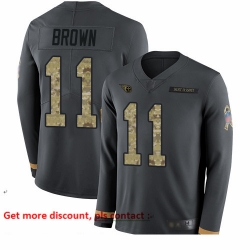 Titans 11 A J  Brown Anthracite Salute to Service Youth Stitched Football Limited Therma Long Sleeve Jersey