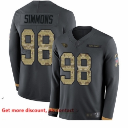 Titans 98 Jeffery Simmons Anthracite Salute to Service Youth Stitched Football Limited Therma Long Sleeve Jersey