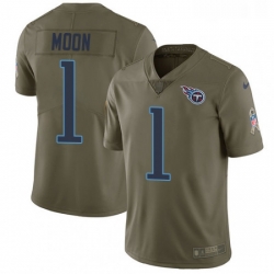 Youth Nike Tennessee Titans 1 Warren Moon Limited Olive 2017 Salute to Service NFL Jersey