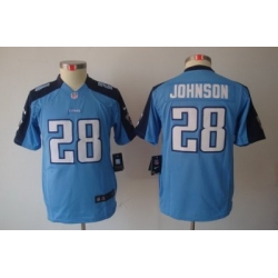 Youth Nike Tennessee Titans 28# Chris Johnson LT Blue Limited Jerseys