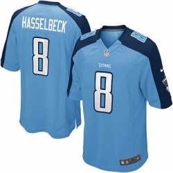Youth Nike Tennessee Titans 8# Matt Hasselbeck Game LT Blue Color Jersey