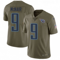 Youth Nike Tennessee Titans 9 Steve McNair Limited Olive 2017 Salute to Service NFL Jersey