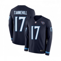 Youth Tennessee Titans 17 Ryan Tannehill Limited Navy Blue Therma Long Sleeve Football Jersey