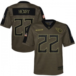 Youth Tennessee Titans Derrick Henry Nike Olive 2021 Salute To Service Game Jersey