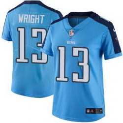 Nike Titans #13 Kendall Wright Light Blue Womens Stitched NFL Limited Rush Jersey