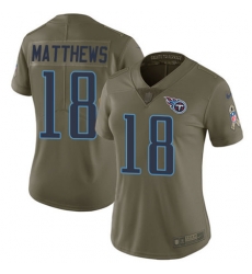 Nike Titans #18 Rishard Matthews Olive Womens Stitched NFL Limited 2017 Salute to Service Jersey