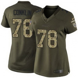 Nike Titans #78 Jack Conklin Green Womens Stitched NFL Limited Salute to Service Jersey