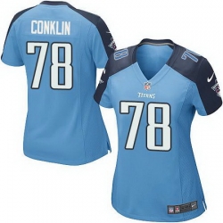 Nike Titans #78 Jack Conklin Light Blue Team Color Womens Stitched NFL Elite Jersey
