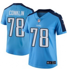 Nike Titans #78 Jack Conklin Light Blue Womens Stitched NFL Limited Rush Jersey